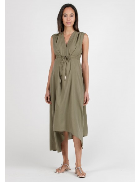 Vestido Midi Kaki Premamá y Lactancia Tencel