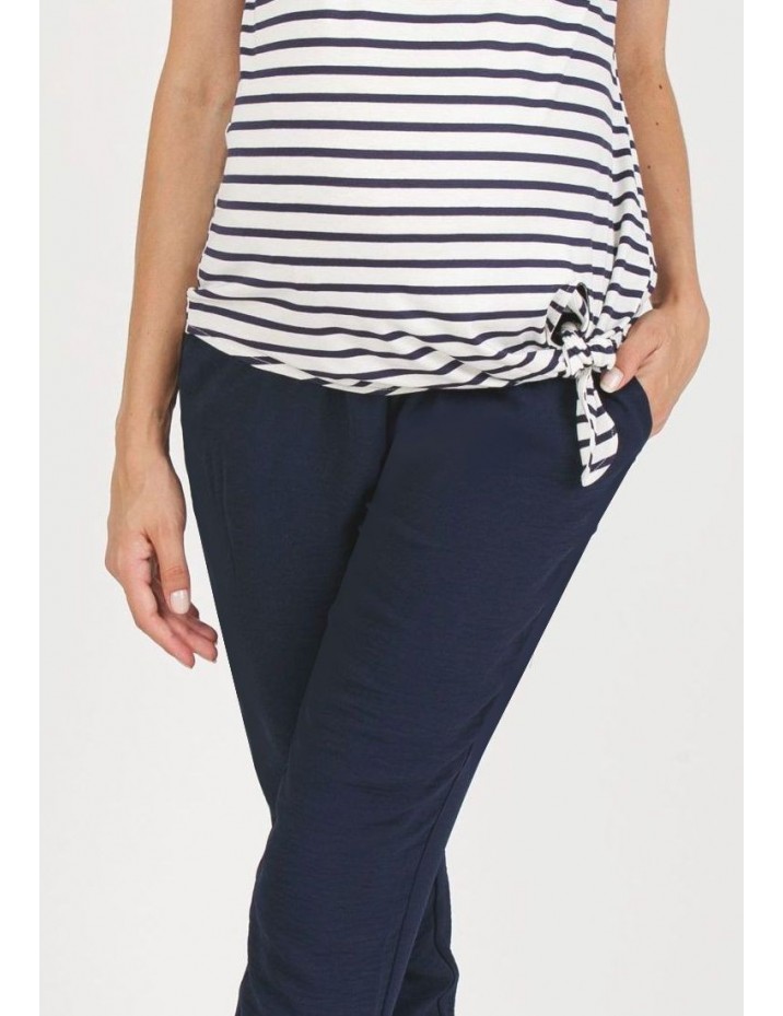 Pantalón Premamá Azul en Crepe Elástico