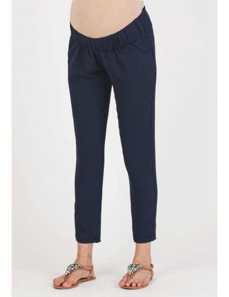 Pantalón Premamá Azul en Crepe Elástico