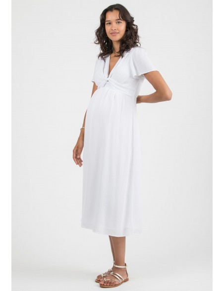 Vestido Premamá y Lactancia Midi Blanco