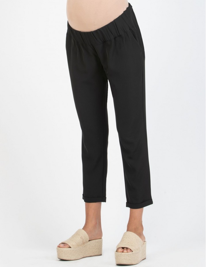 Pantalón Premamá Negro en Crepe Elástico