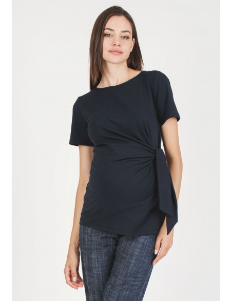 Camiseta Premamá Azul Nudo Lateral