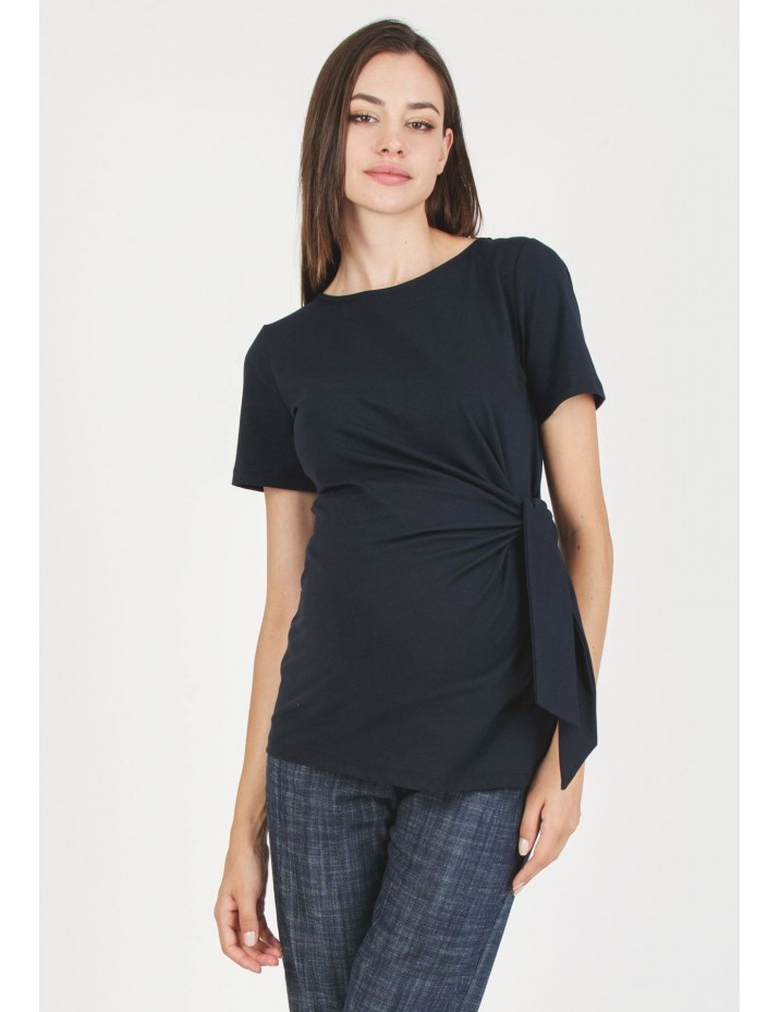 Camiseta Premamá Azul Nudo Lateral