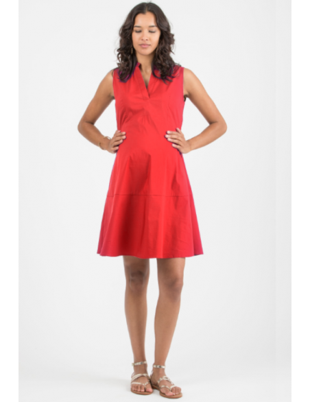 Vestido Premamá Rojo Cuello Camisero