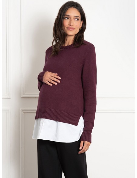 Jersey Premamá y Lactancia Camisero Vino