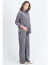 Pantalón Premamá Pana Gris Corte Ancho
