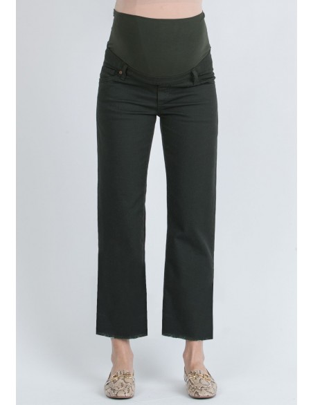 Jeans Premamá Deshilachado Verde Oscuro