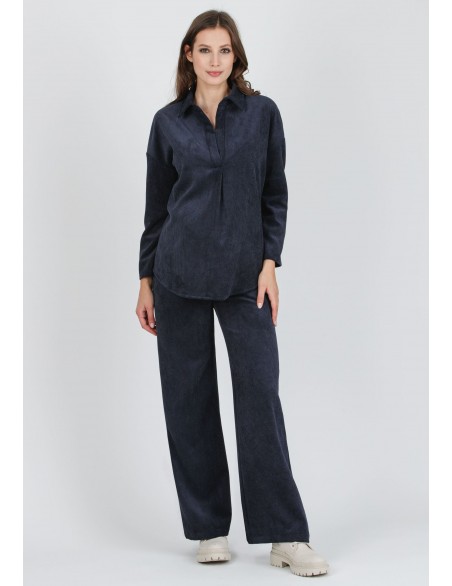 Camisa Premamá Pana Azul Oversize