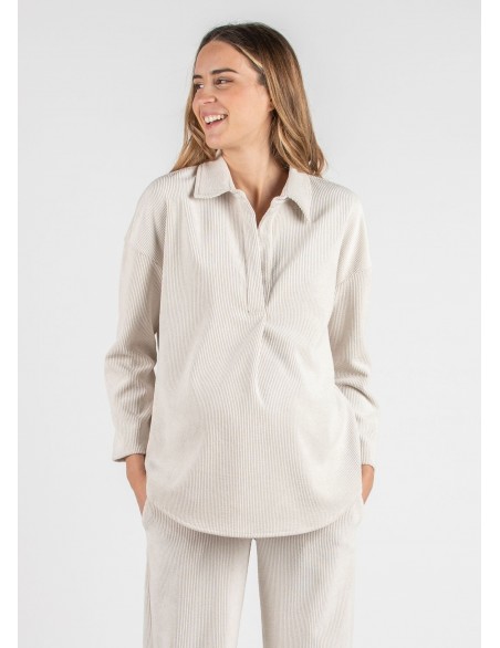 Camisa Premamá Pana Crema Over