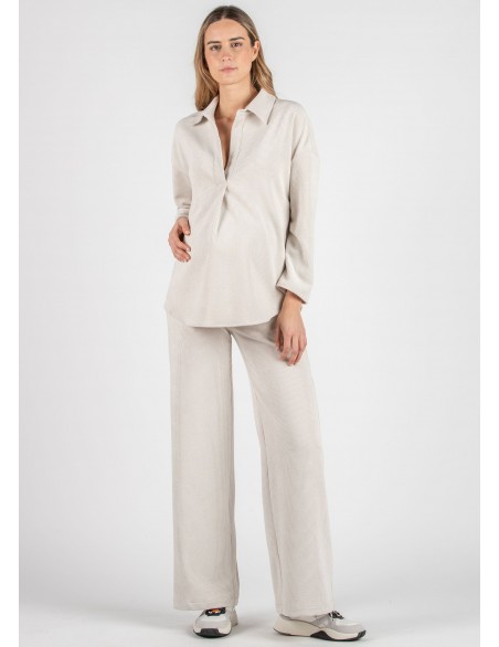Camisa Premamá Pana Crema Oversize