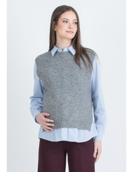 Chaleco Premamá Lana Gris