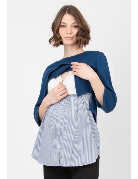 Jersey Combi Premamá y Lactancia Rayas Azul