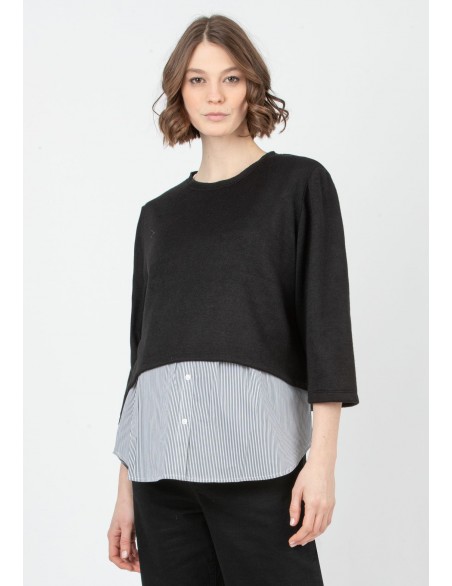 Jersey Combi Premamá y Lactancia Rayas Negro
