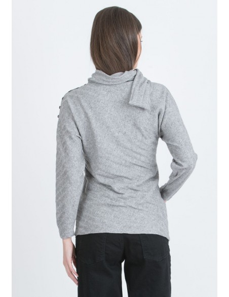 Jersey Premamá Botones Bufanda Gris