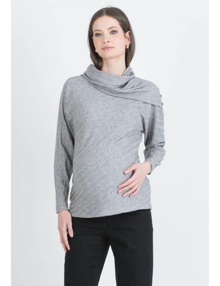 Jersey Premamá Botones Bufanda Gris