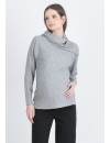 Jersey Premamá Botones Bufanda Gris