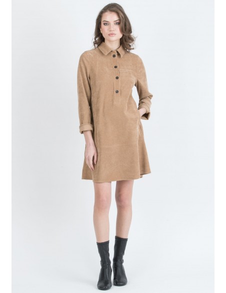 Vestido Premamá y Lactancia Camisero Micropana Camel