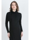 Vestido Midi Premamá y Lactancia Ribete Diagonal Negro