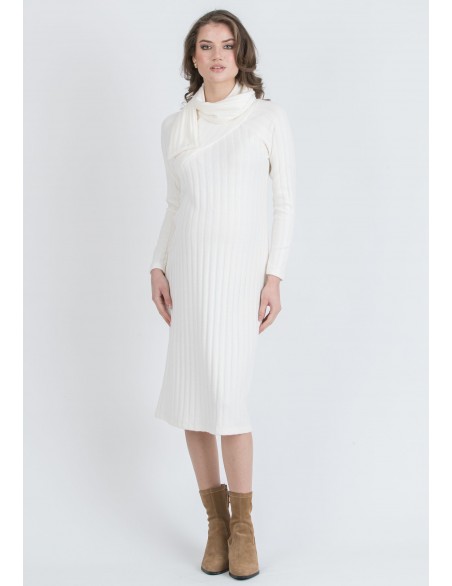Vestido Midi Premamá y Lactancia Ribete Diagonal Blanco