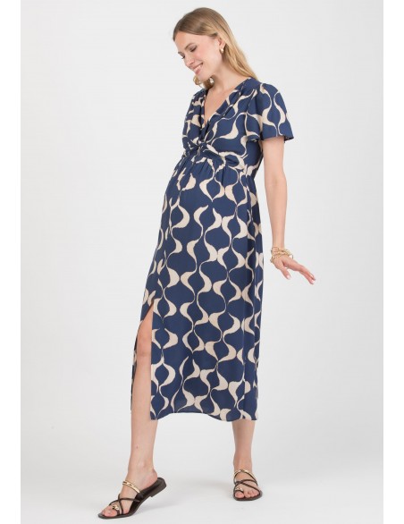 Vestido Premamá y Lactancia Midi Estampa Geométrica