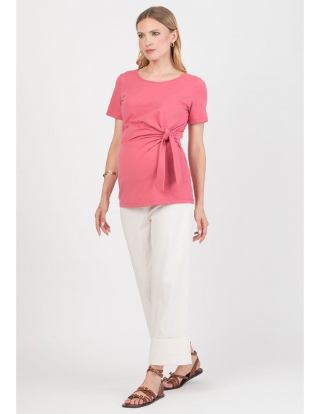 Camiseta Premamá Rosa Nudo Lateral