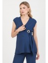 Blusa Azul Premamá y Lactancia Aplique