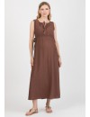 Vestido Marrón Premamá y Lactancia Midi Escote Cruz