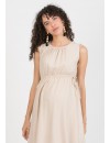 Vestido Beige Premamá y Lactancia Midi Escote Cruz