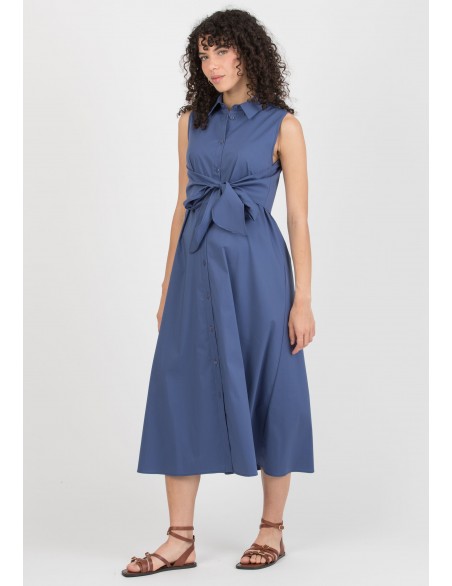 Vestido Midi Premamá y Lactancia Camisero Azul