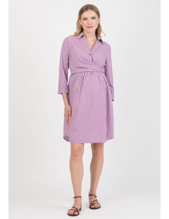 Vestido Premamá y Lactancia Rayas MF Granate