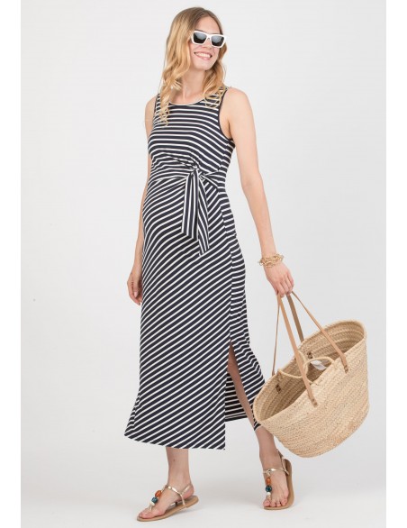 Vestido Midi Premamá Marinero Azul