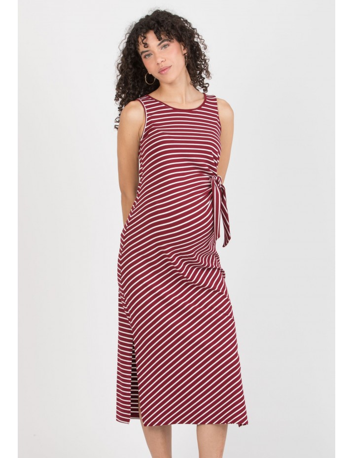 Vestido Midi Premamá Marinero Granate