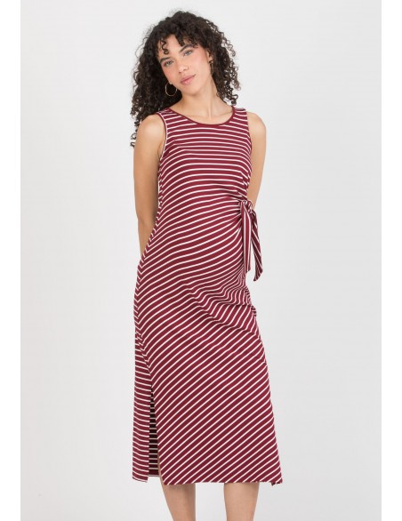 Vestido Midi Premamá Marinero Granate