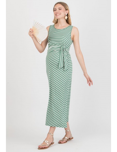 Vestido Midi Premamá Marinero Verde