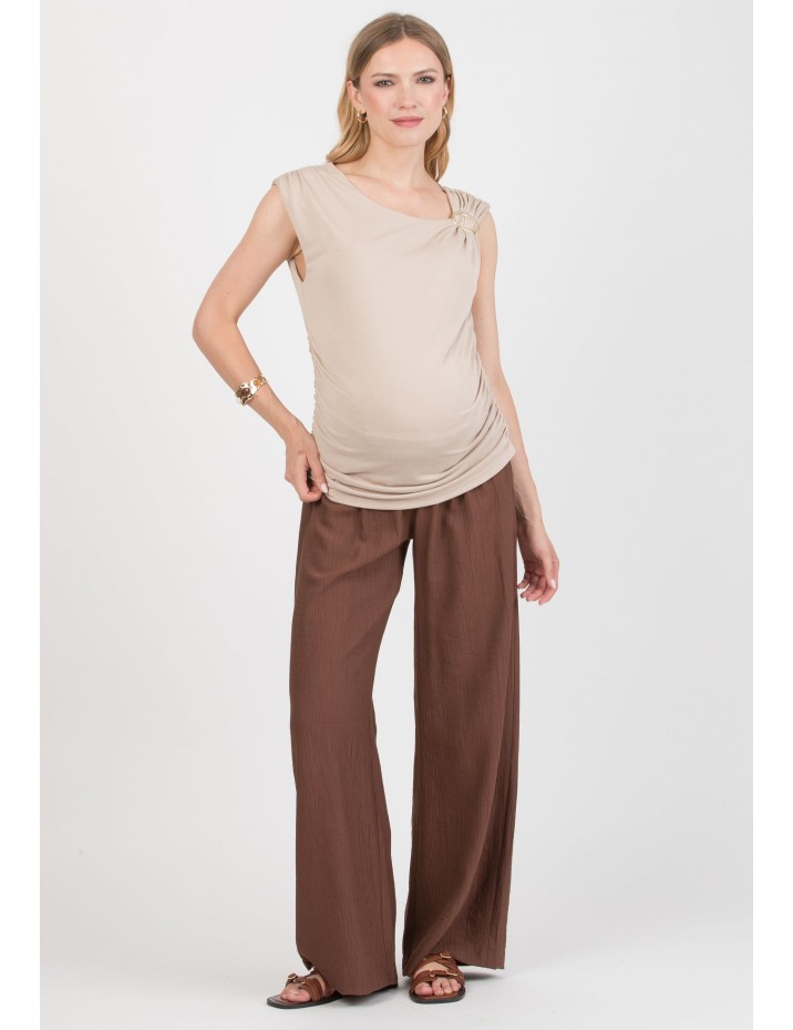 Pantalón Premamá GB Efecto Arrugado Marrón