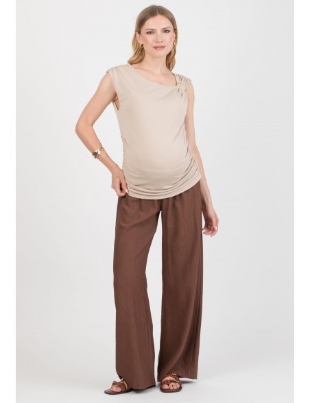 Pantalón Premamá GB Efecto Arrugado Marrón