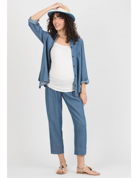 Jeans Premamá 7/8 Tencel Fluido