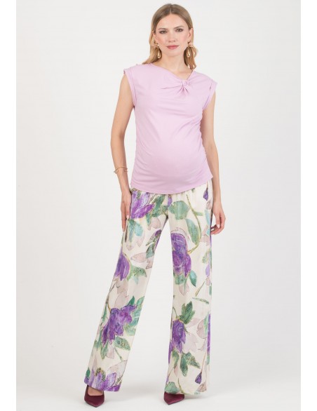Pantalón Premamá Fluido Estampa Lilas