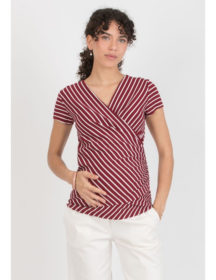 Camiseta Premamá y Lactancia Marinera Granate