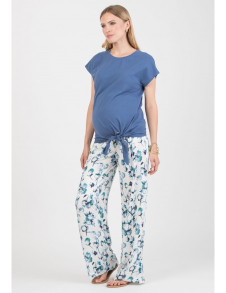 Camiseta Premamá Azul Nudo Cadera Medit