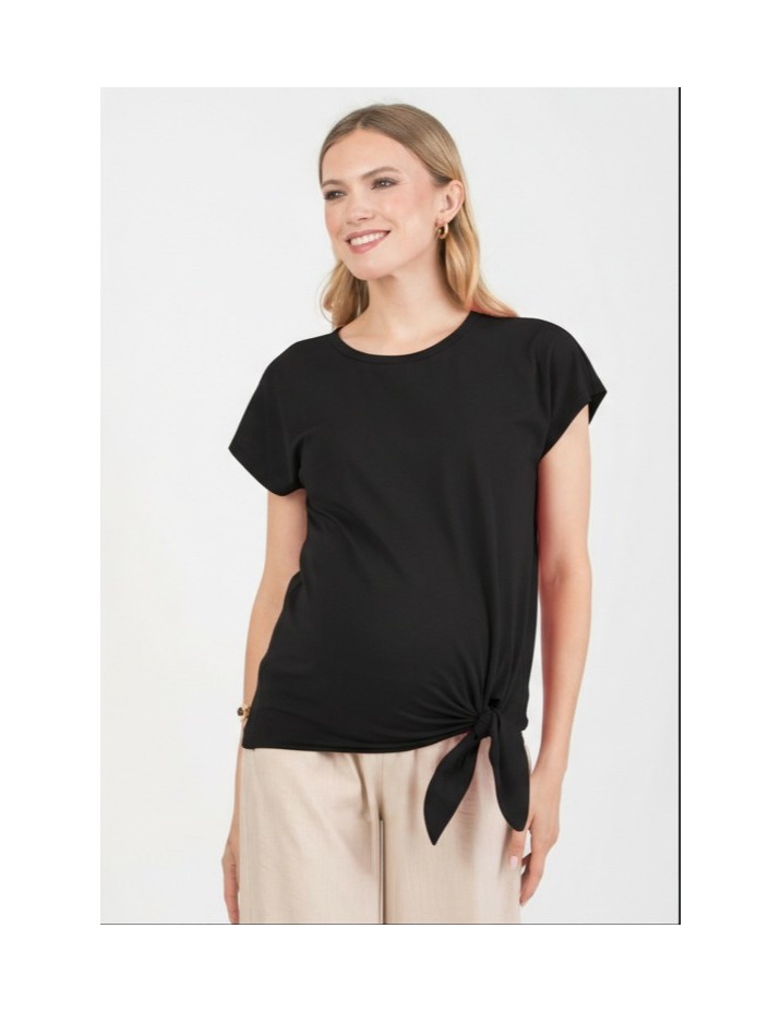 Camiseta Premamá Negra Nudo Cadera