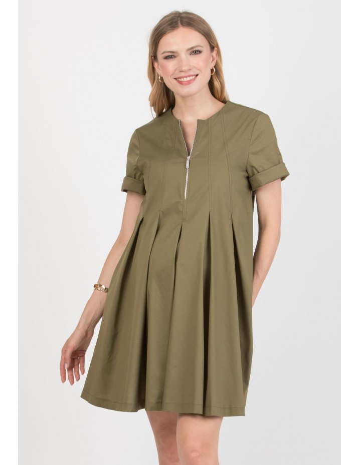 Vestido Premamá Kaki y Lactancia Cremallera