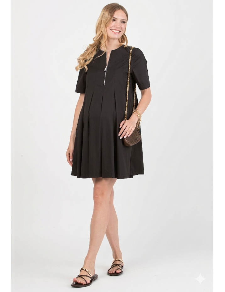 Vestido Premamá Negro y Lactancia Cremallera