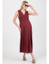 Vestido Premamá Granate y Lactancia Midi Lino