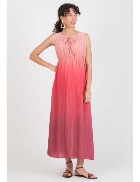 Vestido Midi Premamá y Lactancia Difuminado Rojo