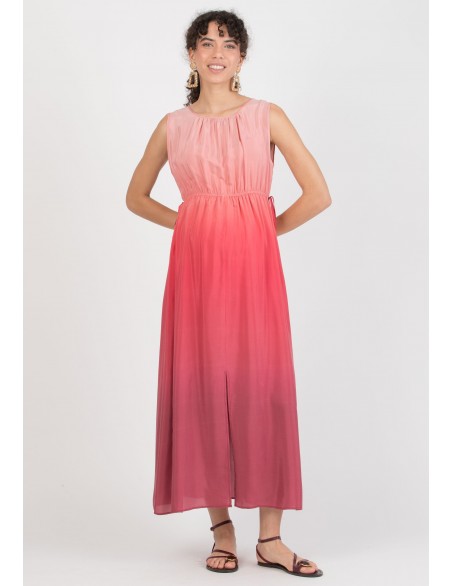 Vestido Midi Premamá y Lactancia Difuminado Rojo
