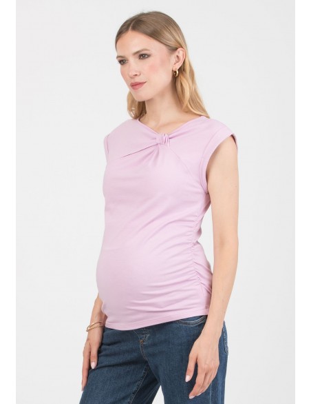 Camiseta Premamá Lila Nudo Escote
