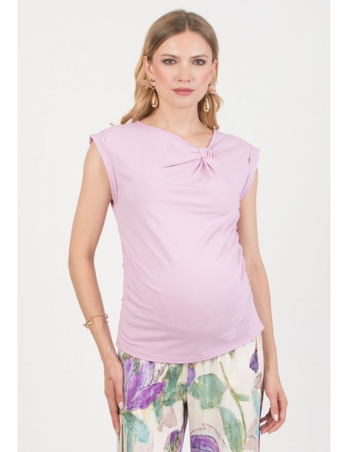 Camiseta Premamá Lila Nudo Escote