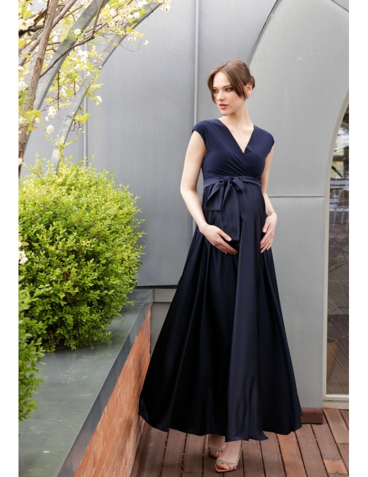 Vestido Largo Premamá y Lactancia Boda Marino