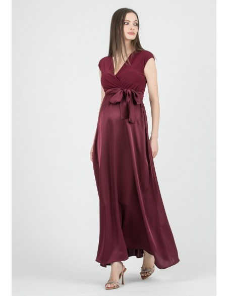 Vestido Largo Premamá y Lactancia Boda Granate